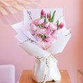 Pink Peony with Tulips