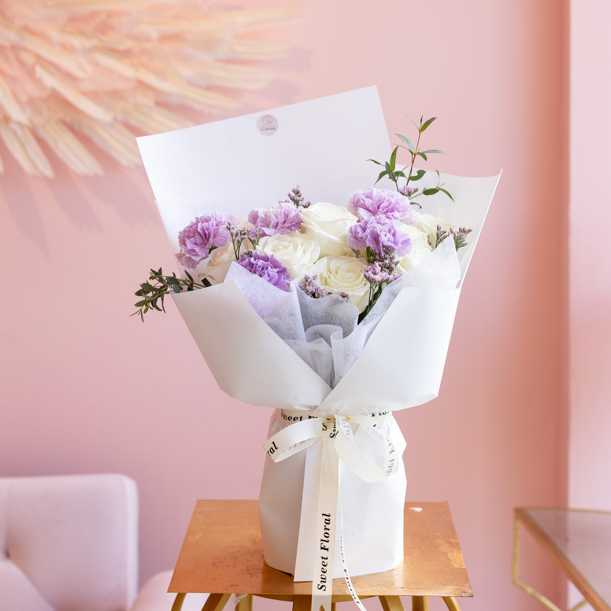 White Roses and Purple Carnations