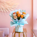 Classic Peach Rose with Vibrant Orange Rose
